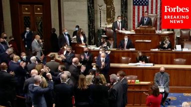 Democrats Cheer And Applaud After House Passes Bipartisan Infrastructure Bill